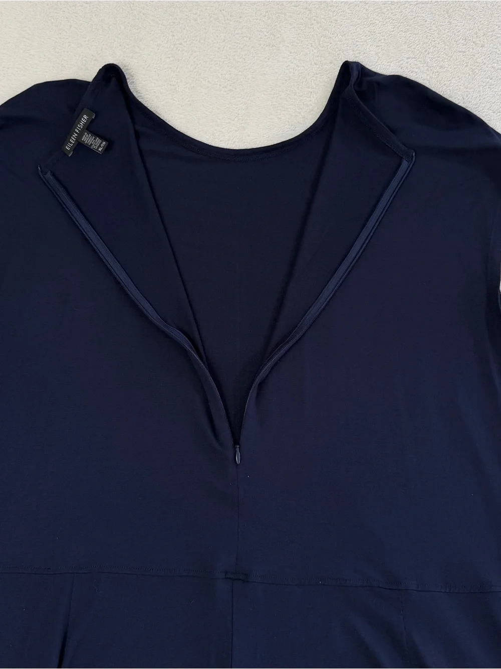 Eileen Fisher Navy Viscose Jersey Wide Leg Jumpsuit XL Made in USA